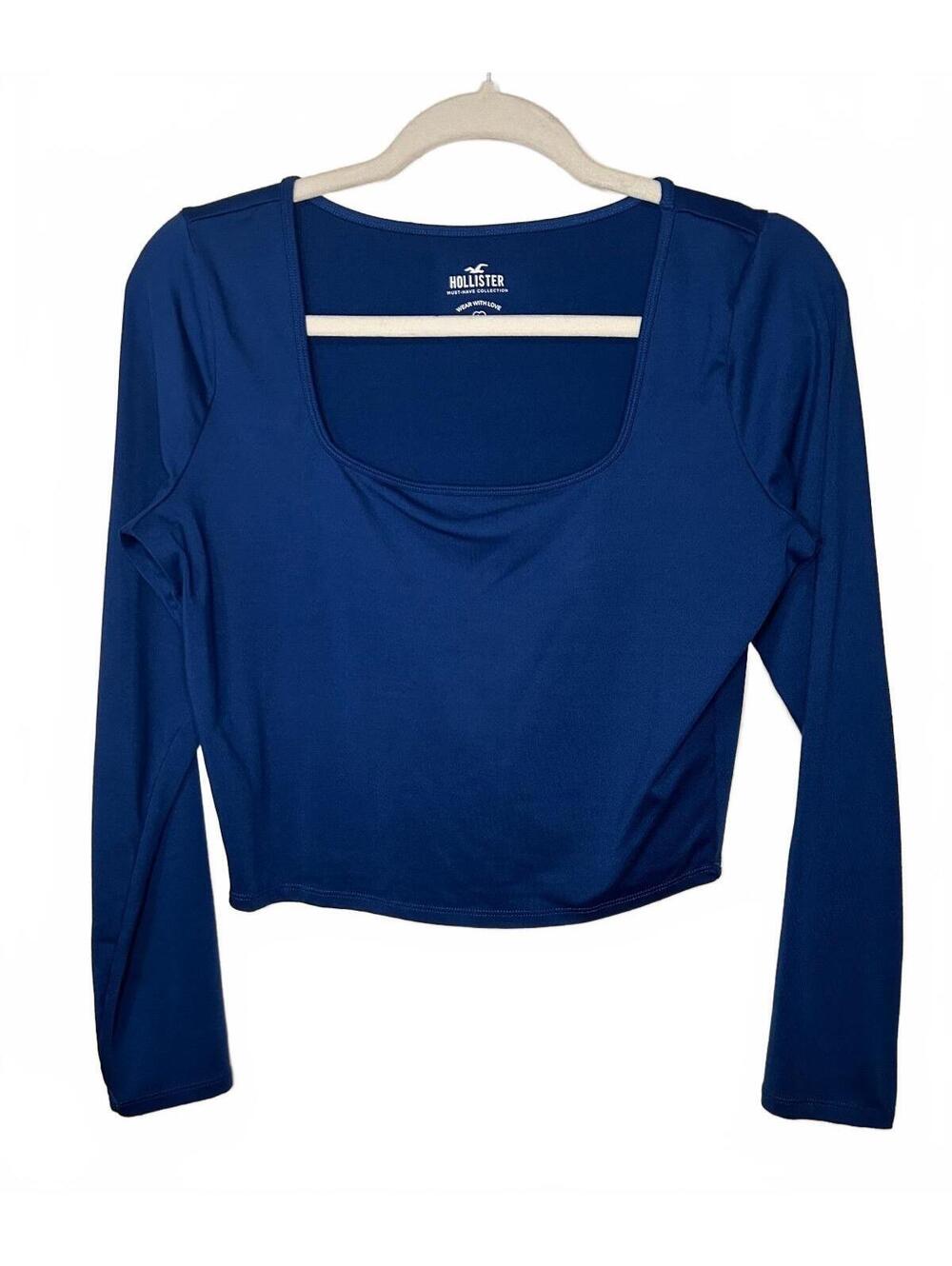 Blue Hollister square neck cropped top large